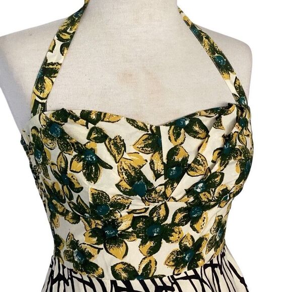 Girl From Savoy Anthropologie Dress Women’s 4 Burgeoning Hypericum Retro Halter - Picture 4 of 12